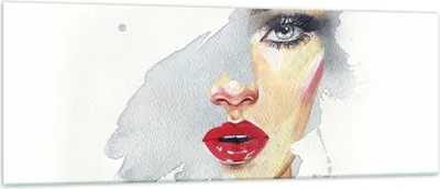 Produktbild von Bilder auf glas - Einteilig - Aquarell Frau Mund - 140x50cm - Glasbilder - Wandbilder - Bilder - zum Aufhängen bereit - Wanddekoration aus Glas - Glas Bilder - Wandbild auf Glas - GAB140x50-4891
