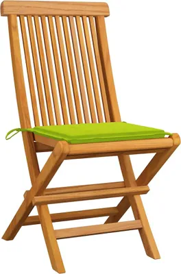 Produktbild von vidaXL Klappstühle mit hellgrünen Kissen, 6 Stück, Massivholz Teakholz