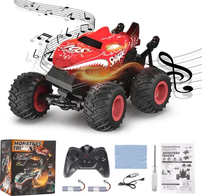 Produktbild von Ferngesteuertes Auto, 2,4GHz 20 km/h RC Monstertruck, 1:20 Ferngesteuerter Monster Truck mit Aufrecht Gehen, 360°Drehung, LED-Licht und Musi, Dinosaurier Spielzeug ab 3 4 5 6 8 10 Jahre Jungen Mädchen
