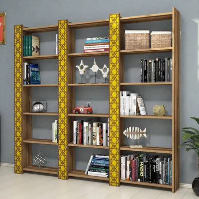 Immagine prodotto di Skye Decor, City 3 - Noce, Giallo, Libreria, Noce, 100% PANNELLI DI PARTICELLE RIVESTITI IN MELAMMINA, 184,6 x 24,2 x 170 cm