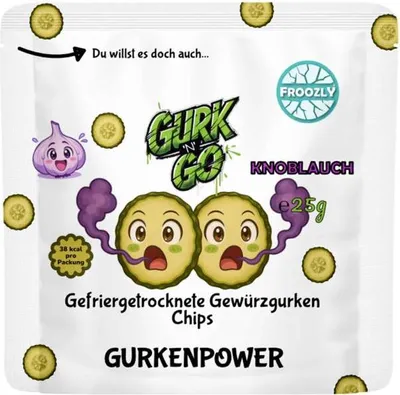 Produktbild von Froozly Gefriergetrocknete Gewürzgurken Chips Knobi 25g