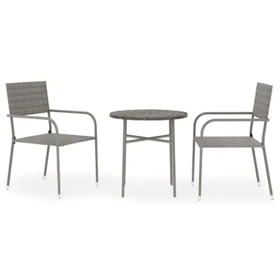 Produktbild von 3-tlg. Garten-Essgruppe Poly Rattan Grau