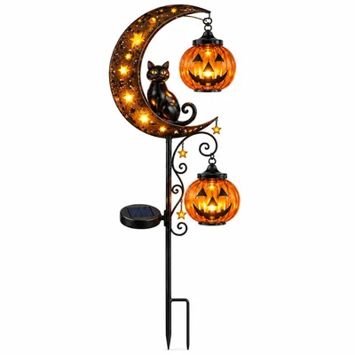 Productafbeelding van Zonne-energie pompoen tuinverlichting - GLOWPKIN kat