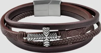 Produktbild von Akzent Armband aus Kunstlederion mit Edelstahlelement, dunkelbraun