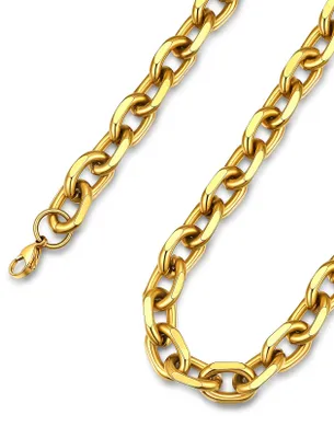 Obrázok produktu pre ChainsHouse, dámsky oceľový náhrdelník, zlatá retiazka, 12 mm, 55 cm
