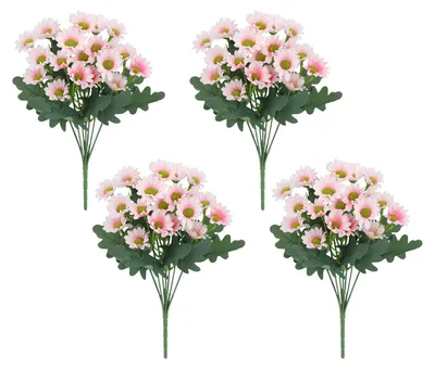 Produktbild von Künstliche Chrysanthemen, realistische Gänseblümchen mit biegsamen Stielen, UV-beständig, Herbstblumen für die Dekoration von Fensterkasten, Vase und Garten.