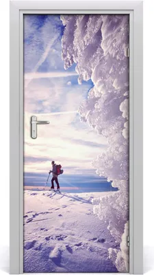 Produktbild von Tulup Türaufkleber 85x205 cm Dekorative Aufkleber Selbstklebend Wasserdichte Tapete Abnehmbar Schlafzimmer Wohnzimmer Wohnkultur - Menschen Skifahrer