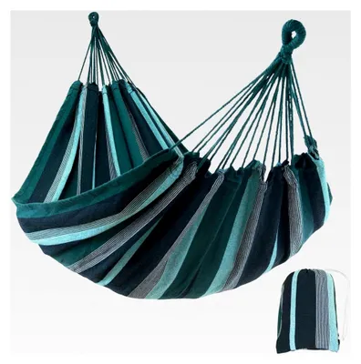 Produktbild von yourGEAR Maui - XL Hängematte 220 x 120 cm | Smaragd (Grün) oder Aqua (Blau) | 240 kg Labor | Baumwolle | Tuchhängematte | Packtasche