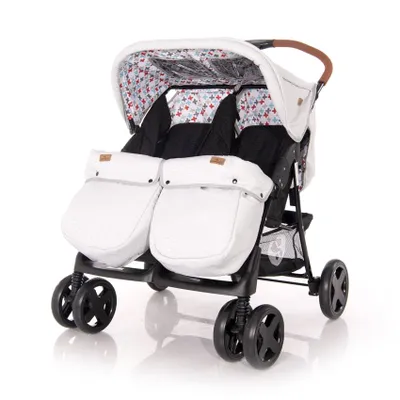 Obrázek produktu pro Kočárek pro dvojčata Lorelli TWIN + Nánožník + Taška na kočárek GREY&BLACK CROSS