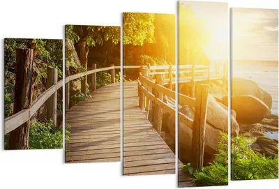Produktbild von Bild auf Leinwand - Leinwandbild - Brücke Meer Welle - 150x100cm - Wand Bild - Wanddeko - Leinwanddruck - Bilder - Kunstdruck - Wanddekoration - Leinwand bilder - Wandkunst - EG150x100-3876