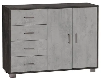 Immagine prodotto di Madia 2 Ante 4 Cassetti 116x86x41 cm Ossido Nero/Cemento