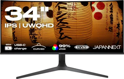 Image de Moniteur incurvé JAPANNEXT 34 pouces IPS UWQHD (3440 x 1440) JN-IPSC34UWQHDR-C65W-H
