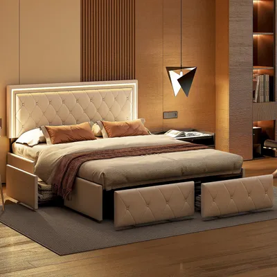 Produktbild von Gestoffiertes Bett mit Stauraum - 160 x 200 cm