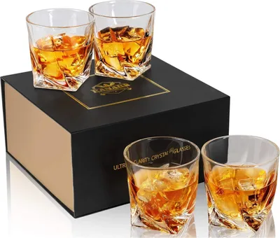Image de Ensemble de verres à whisky en cristal 4 pièces 300 ml Boîte cadeau