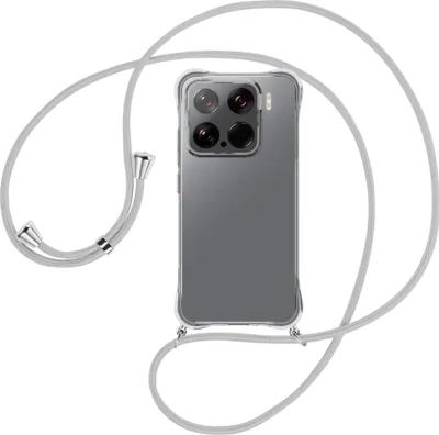 Produktbild von Handykette Backcover-Schutzhülle mit Band (Metall silberfarben) für Xiaomi 15 5G - silbergrau