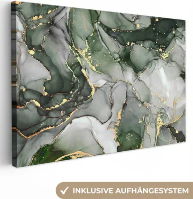 Produktbild von MuchoWow® - Leinwandbilder - Luxus - Marmor - Grün, Wandbild, Wanddeko Bilder Wohnzimmer, 30x20cm