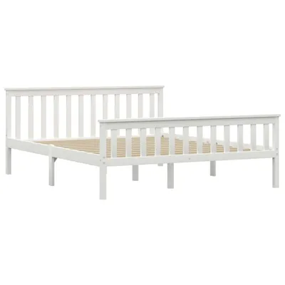 Image de vidaXL Lit en bois massif pin blanc 160x200 cm