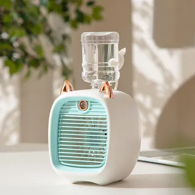 Produktbild von USB Mini Luftkühler Schreibtisch, tragbares Klimagerät mit 3 Geschwindigkeiten & Nebelfunktion für Büro & Home Office