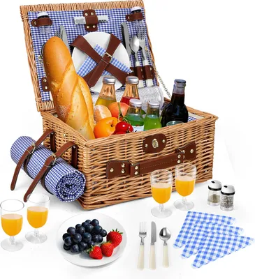 Zdjęcie produktu dla Torba piknikowa – zestaw dla 4 osób – z torbą termoizolacyjną – ze sztućcami – poliester 600D – brązowa