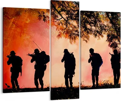 Produktbild von Bild auf Leinwand - Leinwandbild - Soldat Gewehr - 95x80cm - Wand Bild - Wanddeko - Wandbilder - Leinwanddruck - Bilder - Kunstdruck - Wanddekoration - Leinwand bilder - Wandkunst - CB95x80-3977