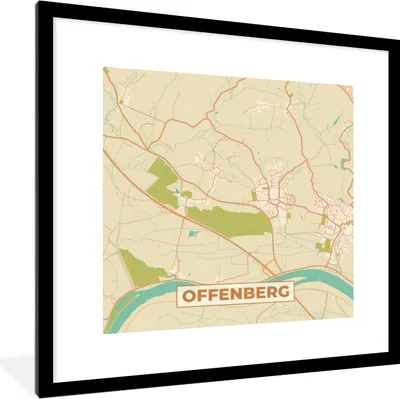 Produktbild von MuchoWow® Gerahmtes Poster Offenberg - Stadtplan - Vintage - Karte 40x40 cm - Poster mit Schwarzem Bilderrahmen Wandposter Rahmen Foto Bilder - Poster - Plakat im Rahmen