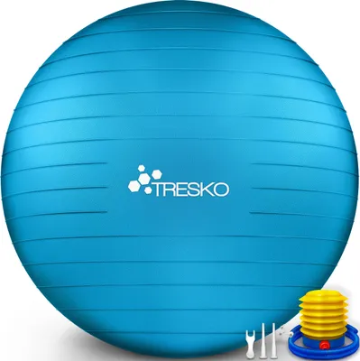 Produktbild von TRESKO Gymnastikball (Blau, 75cm) mit Pumpe Fitnessball Yogaball Sitzball Sportball Pilates Ball Sportball
