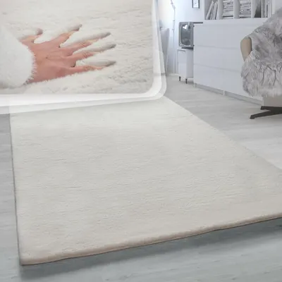 Produktbild von Hochflor Teppich Unifarben schmutzabweisend Creme Rechteckig 200x290 | 100% Polyester, Rücken aus Baumwolle | Florhöhe: 22 mm | pflegeleicht