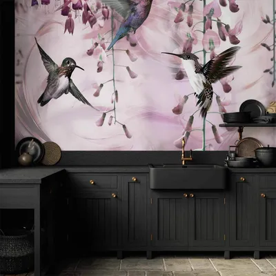 Produktbild von Vlies Fototapete - Flying Hummingbirds (Pink) 150x105 cm Tiere g-C-0072-a-d