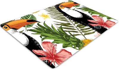 Obrázek produktu pro Podložka pod kancelářskou židli 120 cm x 90 cm Podložka pod kancelářskou židli - Tukan a ananas