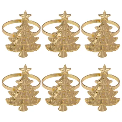 Produktbild von 6 Stück Weihnachten Serviettenringe für Tischdekoration, Hochzeit, Weihnachten, Party, Gold