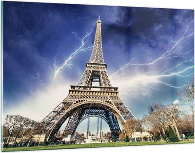 Produktbild von Bilder auf glas - Eiffle Paris Turm - 120x80cm - Glasbilder - Wandbilder - Kunstdruck - zum Aufhängen bereit - Wanddekoration aus Glas - Glas Bilder - Wandbild auf Glas - Einteilig - GAA120x80-2484