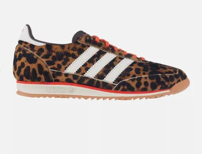 A single Adidas SL 72 OG Leopard Print sneaker is shown against a plain white background.