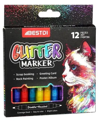 Produktbild von Glitzerstifte Set 12 Farben Doppelspitzen Marker für Basteln & DIY