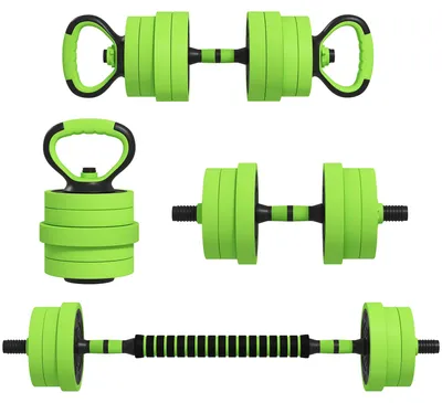 Productafbeelding van SPORTNOW 4-in-1 Haltersset, 20 kg, verstelbare korte en lange halter, groen