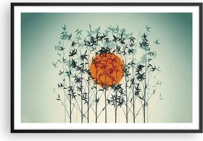 Produktbild von Gerahmtes Poster - Schwarzer Rahmen - Westen Sonne Gras - 91,5x61 cm - Wand Bild - Wanddeko - Wandbilder - Kunstposter - Wandposter - Bilderrahmen - Bilder - Kunstdruck - P2BAA91x61-5104