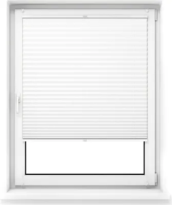 Produktbild von JALOUSIESCOUT Pure Plissee, Premium, Polyester-Stoff, 100 x 100 cm, weiß ohne Bohren, blickdicht,Lichtdurchlässig, Diagonale Verspannung