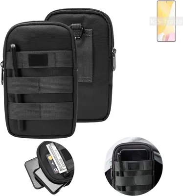 Produktbild von K-S-Trade Holster Gürtel Tasche kompatibel mit Xiaomi 12 Lite Handy Tasche Schutz Hülle dunkel-grau viele Fächer, 1x