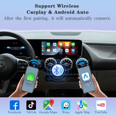 Obrázek produktu pro Adaptér pro Android Auto – Bezdrátový adaptér pro CarPlay – Multimediální rozhraní – Plug & Play – S Bluetooth