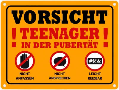 Produktbild von Vorsicht Teenager in der Pubertät Metallschild in 15x20 cm mit Warnhinweisen