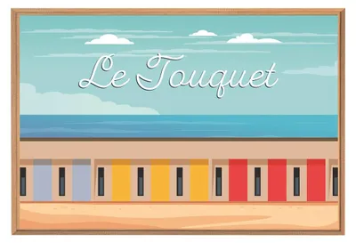 Image de Tableau mural encadré illustration le Touquet 65x97 cm, Tableau mural moderne pour décoration intérieure