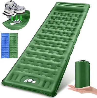 Produktbild von Isolationsmat für Camping, bequemes Luftmatras, 13 cm dick, tragbar, aufblasbares Matras mit eingebautem Kopfkissen und Fußpumpe