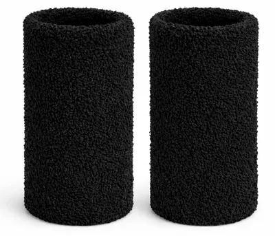 Productafbeelding van Set van 2 Premium Polszweetbanden Zwart 12 x 8 cm – Badstof – Absorberend & Comfortabel – Sport & Fitness – Badstof – Absorberend & Comfortabel – Sport & Fitness