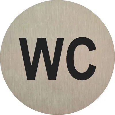 Produktbild von DOMINO WC Schild Selbstklebend 6,5 cm | Toilettenschilder WC | Türschild Gäste | Idealer WC Aufkleber | Toiletten Schild | WC-Schilder für Büros, Restaurants | Farbe: INOX