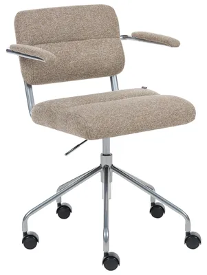 Produktbild von BELIANI Bürostuhl Hellbraun Stoff Drehbar Höhenverstellbar mit Gepolsterten Armlehnen Wippfunktion Moderner Homeoffice Drehstuhl Schreibtischstuhl