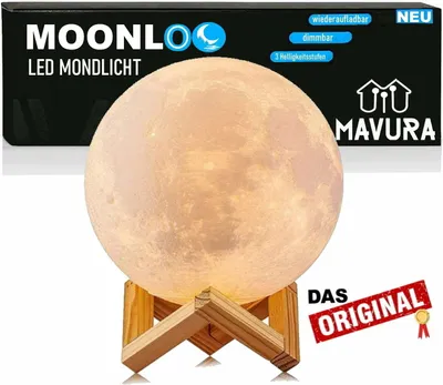 Immagine prodotto di MOONLOO Luce della Luna Lampada della Luna 3D LED Luce della Luna Luce notturna Souch Sensor Lampada notturna