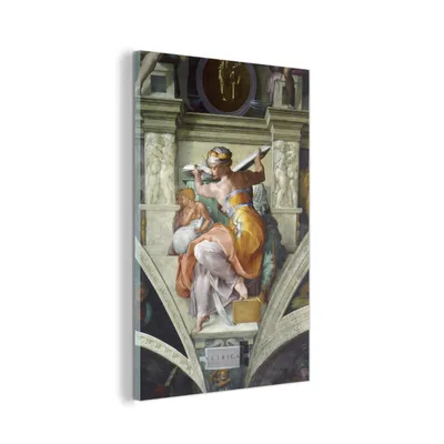 Obrázek produktu pro MuchoWow® Obrazy na skle - Nástěnné obrazy - Fotografie na skle Sixtinische Kapelle, Sibilia - Michelangelo 60x90cm Nástěnná dekorace ze skla - akrylová malba