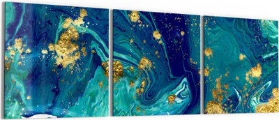 Produktbild von DEQORI Glasbild Echtglas 3x50x50 cm 'Marmor mit Goldakzent' Wandbilder XXL groß