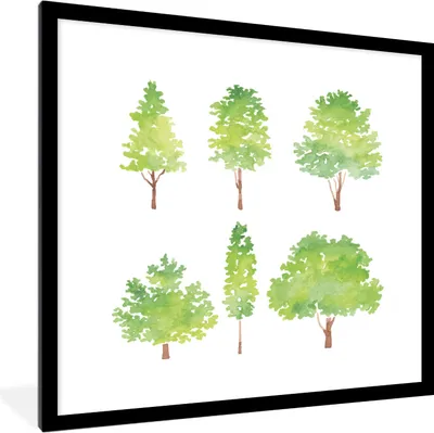 Produktbild von MuchoWow® MuchoWow® Gerahmtes Poster Aquarell - Baum 40x40 cm - Poster mit zchwarzem Bilderrahmen - Poster - Plakat im Rahmen