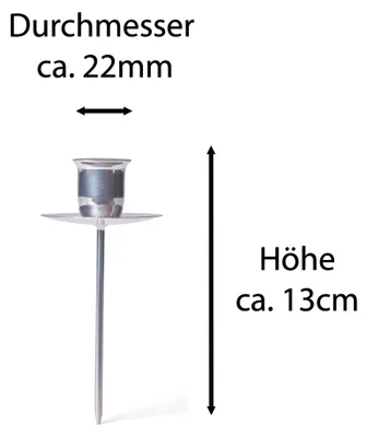 Produktbild von Novaliv 4x Stabkerzenhalter Adventskranz SILBER mit Teller Kerzenteller zum Stecken rund Kerzenpick Kerzenhalter für Kränze Kerzentülle Metall Kerzenständer Kerzenpin Adventskranzkerzenhalter