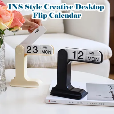 Imagen del producto de Calendario de escritorio tipo flip, calendario perpetuo 2024-2025, con vista mensual, semanal y diaria, ideal para la oficina